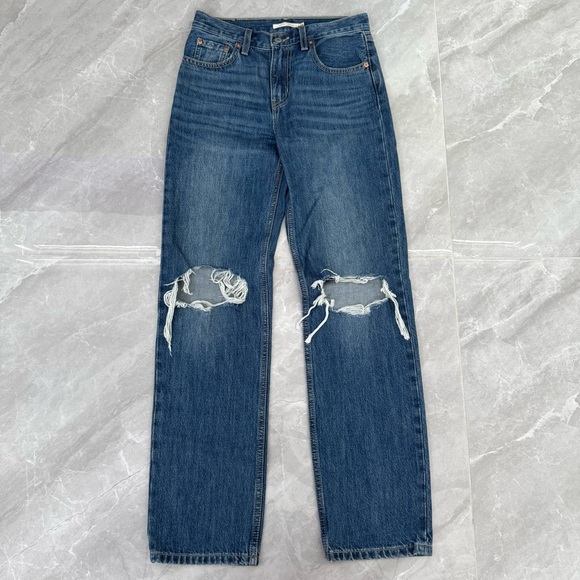 Women’s Levi’s Low Pro Straight 90s Distressed Jeans Size 25 - Picture 2 of 16
